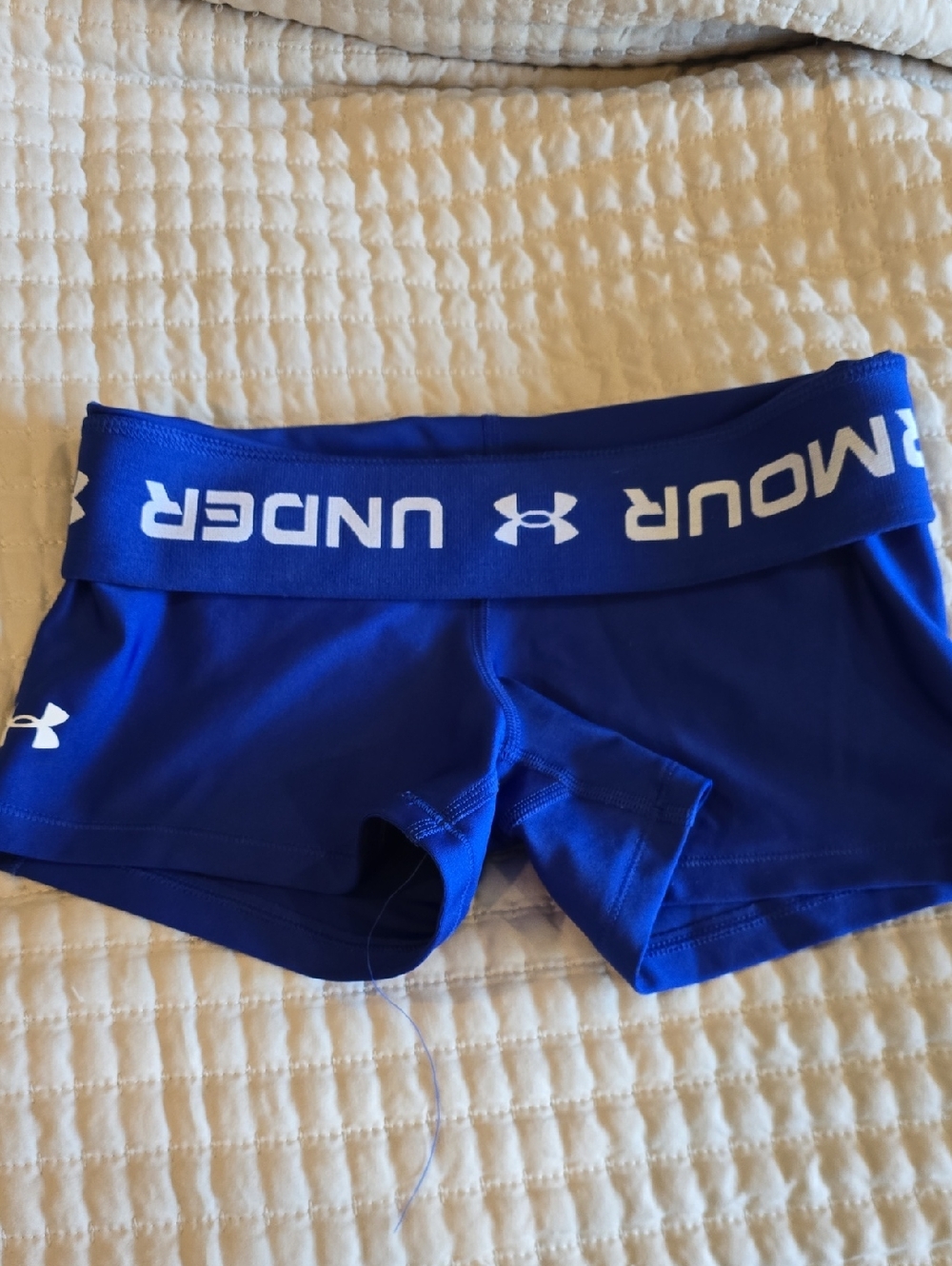 Under Armour Blue Women's Compression Bike Shorts with Logo Waistband